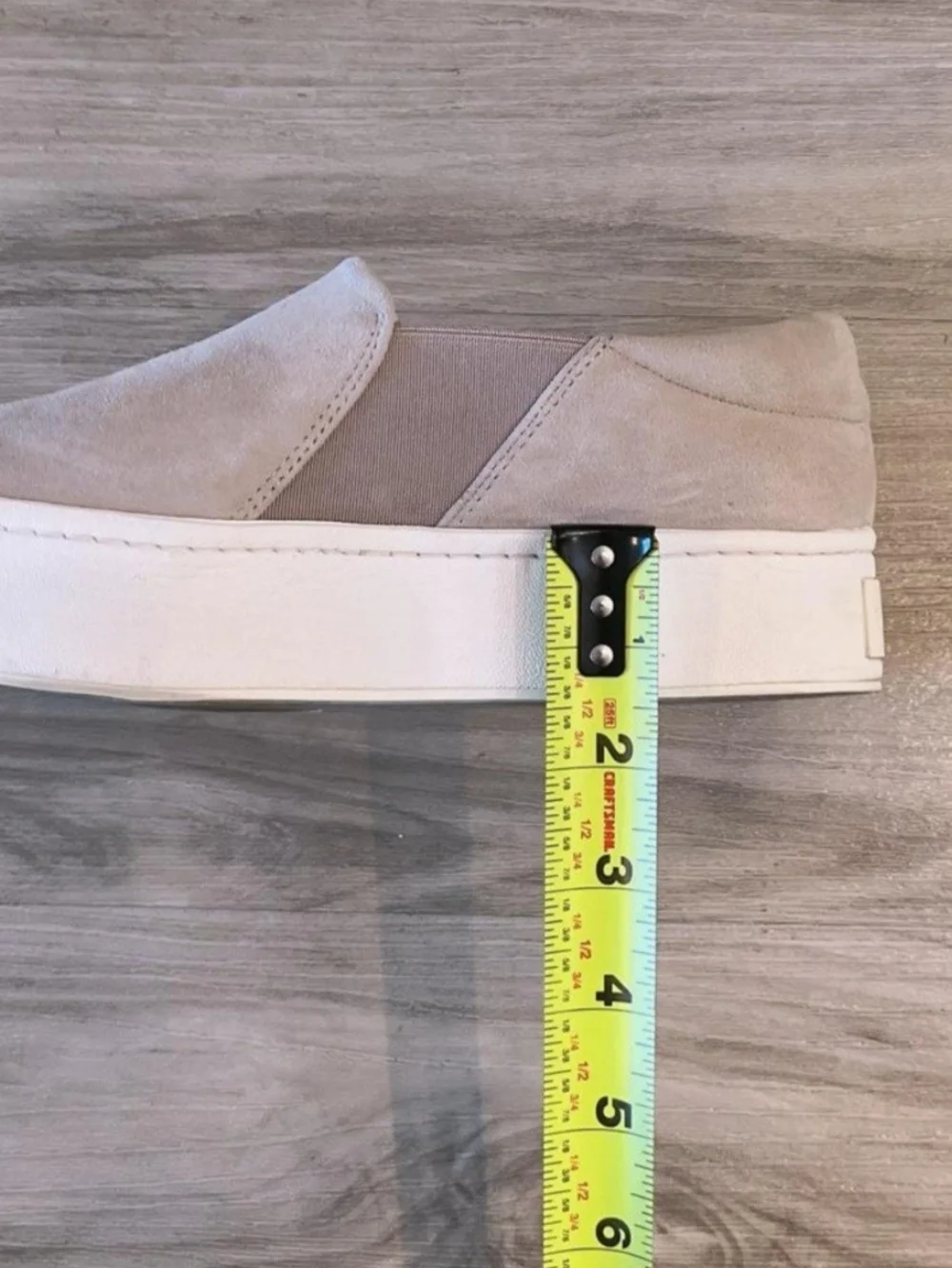 Vince Warren Taupe Suede Platform Slip-On Sneakers